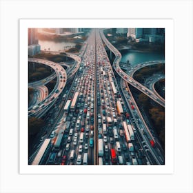 Traffic Jam In Singapore Art Print