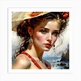 Girl With A Hat Art Print