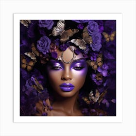 Purple Beauty With Butterflies 5 Art Print