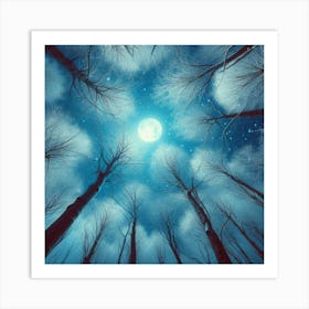 Winter Night In Moonlight Art Print