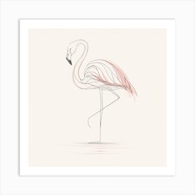 Flamingo line drawing Art Print