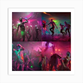 Zombie Raver Dancing On Night Club Dance Floor 1 Art Print