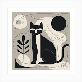 Cat In Black And White Art Print