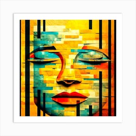 Abstract Painting of Stone Face, Native People,Abstract Of A Woman Art Print