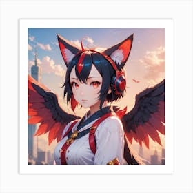 Anime Girl With Wings Art Print