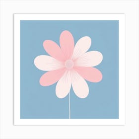 A White And Pink Flower In Minimalist Style Square Composition 235 Art Print