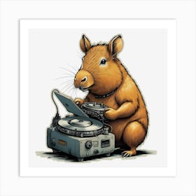 Capibara Dj, Grafity Style Generated By Ai Art Print