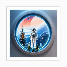 Astronaut Watching Earth From Spaceships Window An Art Print