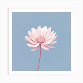 A White And Pink Flower In Minimalist Style Square Composition 661 Art Print