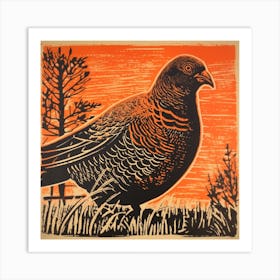 Retro Bird Lithograph Grouse 4 Art Print
