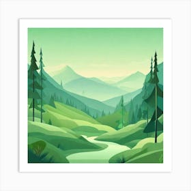 Misty mountains background in green tone 97 Art Print