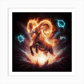 Ram In Fire 5 Art Print