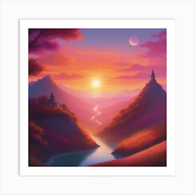 Sunset In The Mountains 5 Art Print