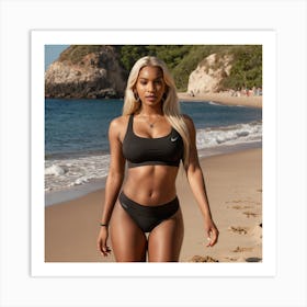 Sexy Black Woman On Beach Art Print