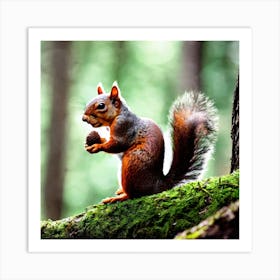 Squirrel In The Forest 95 Art Print