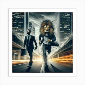 Hustle like a lion in the concrete jungle.4 Art Print