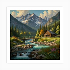 Cabin In The Mountains 2 Art Print