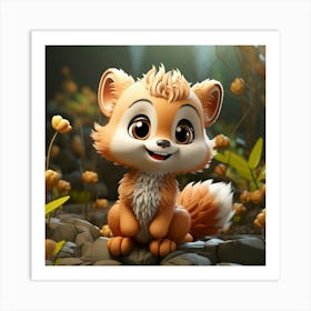 Cute Fox In The Forest Art Print
