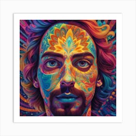 A Self Portrait In A Vibrant And Trippy Psychedelic Style Art Print