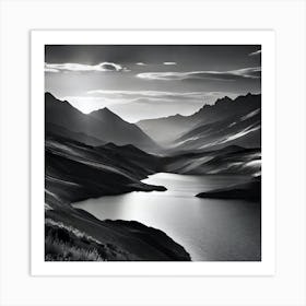 Black And White Mountain Landscape 24 Art Print