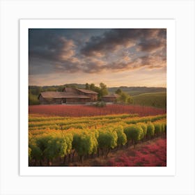 Sunset At The Vineyard Art Print