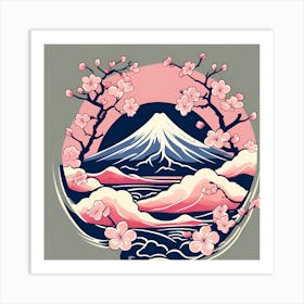 Cherry Blossoms On Mount Fuji Art Print