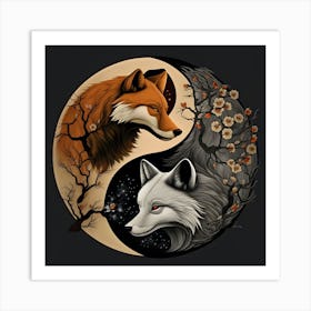 Yin Yang Fox Art Print