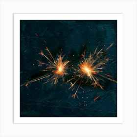 Sparklers On A Dark Background Art Print