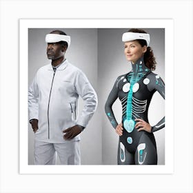 Two People Wearing Virtual Reality Headsets Art Print