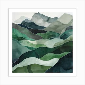 Japanese Watercolour Of Mount Kinpu 2 Art Print