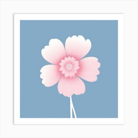 A White And Pink Flower In Minimalist Style Square Composition 564 Art Print