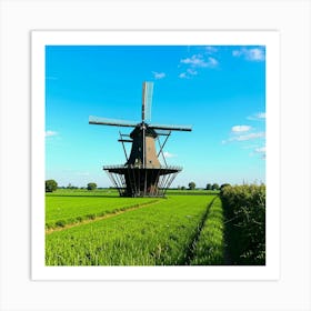 Windmill In The Field Art Print