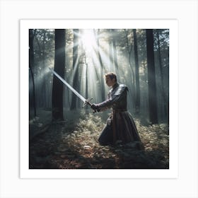 Knight In The Woods Art Print