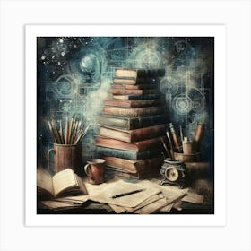 Book Stack Art Print