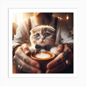 Cat With A Cup Of Coffee Art Print