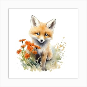 Fox Watercolor Painting 2 Art Print