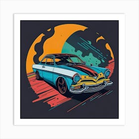 Car Colored Artwork Of Graphic Design Flat (40) Art Print