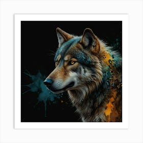 Leonardo Lightning Xl Watercolor Art An Animal Wolf Painting O 1 Art Print