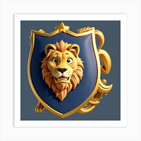 Default Logo Of A Shield With A Lions Head And A Star On It V 1 Art Print