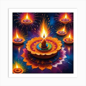 Diwali Lights Paintings Art Print Art Print