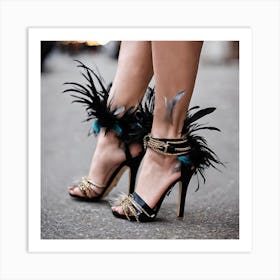 heels feather shoes design Art Print