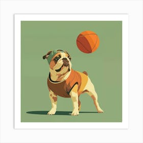 Basketball Bulldog Art Print