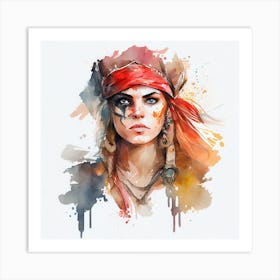 Watercolor Pirate Woman #3 Art Print