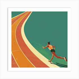 Athlete Running On A Track Art Print