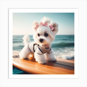 Fuffy Goes Paddle Boarding 1 Art Print