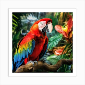 Colorful Parrot In The Jungle Art Print