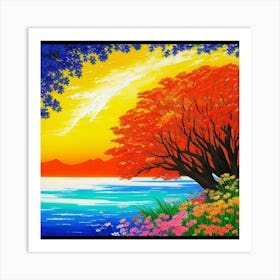 Sunset At The Beach 6 Art Print