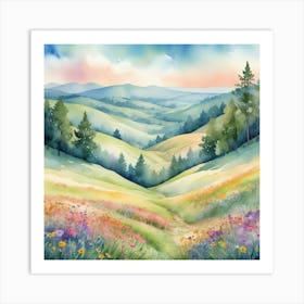 Watercolor Landscape Painting art print Art Print