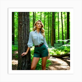 Beautiful Young Woman In The Forest 2 Art Print