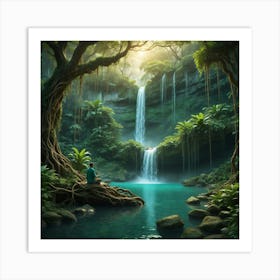 Waterfall In The Forest 15 Art Print